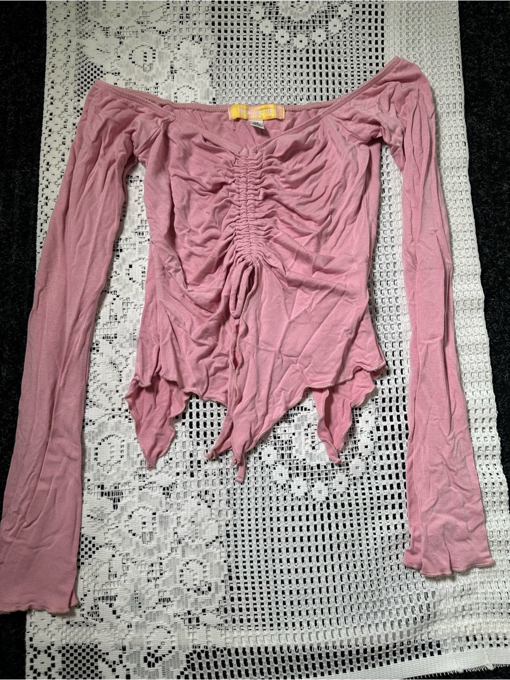 Urban Outfitters Y2K Off-Shoulder‎ Ruched Long Sleeve Top